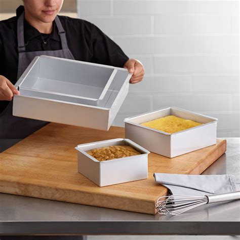 Ateco 3 Deep Aluminum Square Straight Sided Cake Pan Set 6 8 10