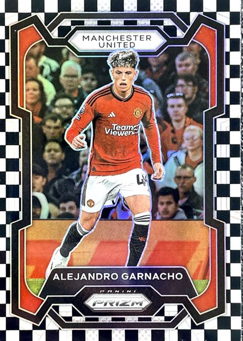 Alejandro Garnacho 2023 Prizm Premier League 50 Black And White Checker