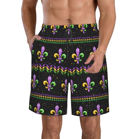 Lukts Mardi Gras Fleur De Lis Mens Swim Trunks Quick Dry Swim Shorts