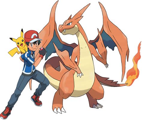 Ash And His Mega Charizard Y By Frie Ice On Deviantart