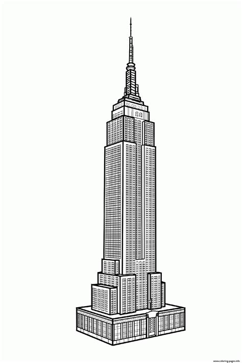 City Adult New York Empire State Building Coloring Page Printable