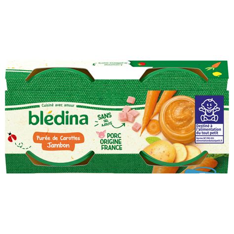 Petits pots Blédina Purée Carottes Jambon Lot x 4