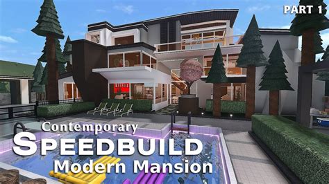 Bloxburg Contemporary Warm Modern Mansion Exterior Speedbuild 180k Youtube