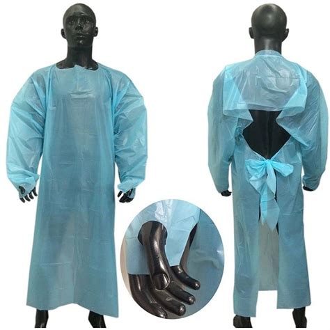 Long Sleeve Disposable Waterproof Non Woven Plastic Isolation Suit Hdpe