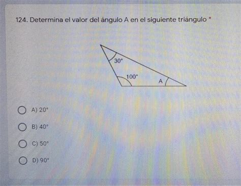 Determina El Valor Del Ngulo A En El Siguiente Tri Ngulo Brainly Lat