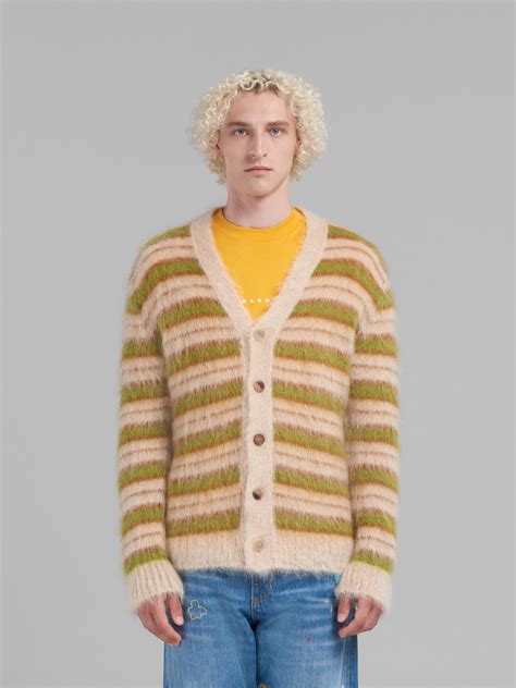 Camel Striped Mohair Cardigan Marni