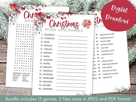 Christmas Party Games Printable Digital Download Christmas Game Bundle ...