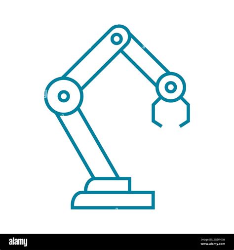 Blue Robotic Arm Line Icon Automation Process In Industry Innovation