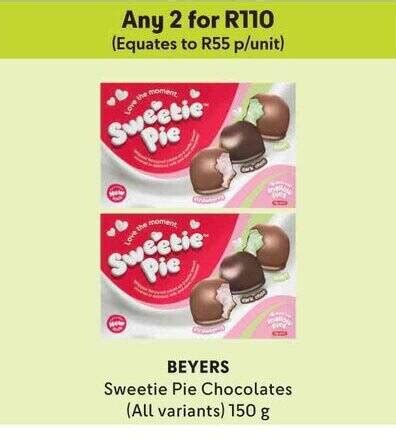 Beyers Sweetie Pie Chocolates All Variants G Offer At Makro