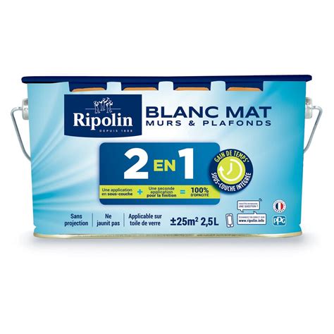 Peinture Ripolin Pour Murs Et Plafonds S Couche Int Gr E Blc Mat L