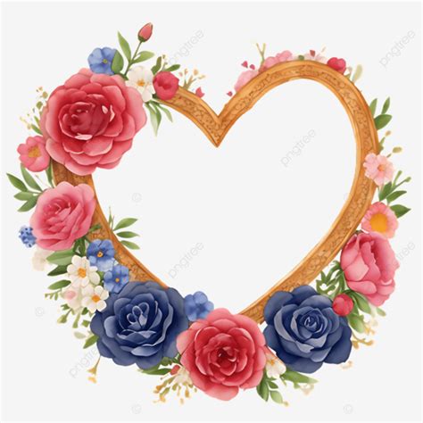 Lovely Watercolor Heart Frame With Flowers Vector Heart Flowers