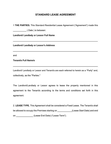 Virginia Standard Lease Agreement Template