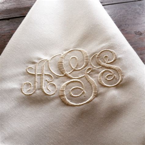 Monogram Embroidered Silk Wedding Table Napkins PRESTIGE CREATIONS