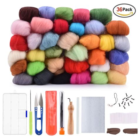 Aliexpress Buy Needle Felting Kit Colors Wool Fibre Roving