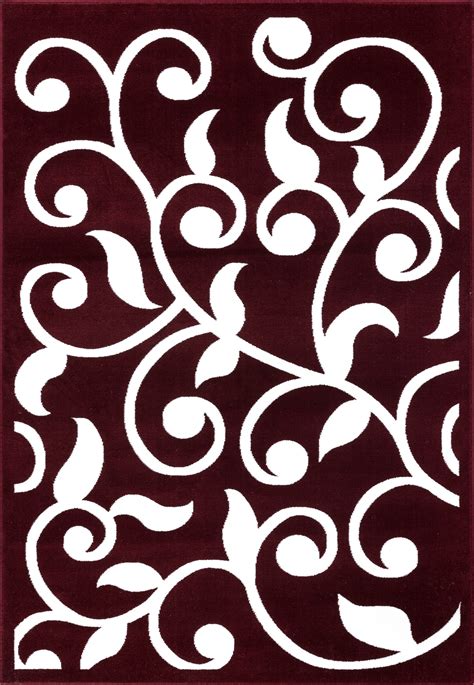 SUSSEXHOME Leaves Collection 5'x7' Red&White Area Rug, Extra Soft and ...