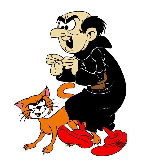 Gargamel And His Cat Azrael From The Smurfs Smurfs Drawing Smurfs