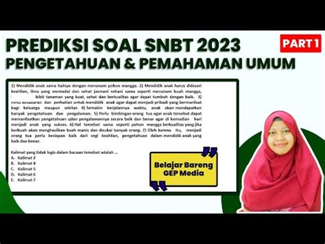 Prediksi Soal Utbk Snbt Pengetahuan Dan Pemahaman Umum Part