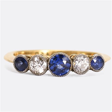 Edwardian Sapphire And Diamond 5 Stone Ring Butter Lane Antiques