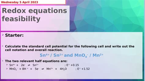 Aqa Chemistry A Level Electrode Potentials Teaching Resources