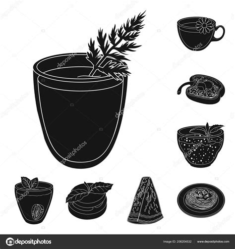 Vegetarian Dish Black Icons In Set Collection For Design Vegetable And