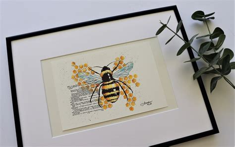 Bumble Bee Fine Art Print Watercolor Honey Bee Fine Art Print Bee And