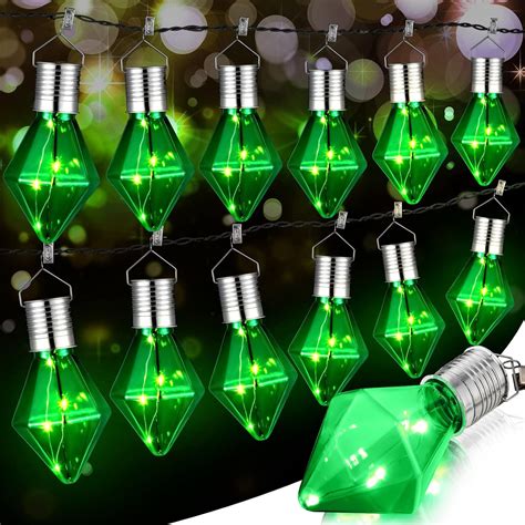 12 Pieces Outdoor Hanging Solar Lights Diamond Solar Light Bulbs With Clip Garden Waterproof