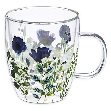 Evergreen Flowers Double Wall Glass Cafa Cup Clear In 2020 Mugs