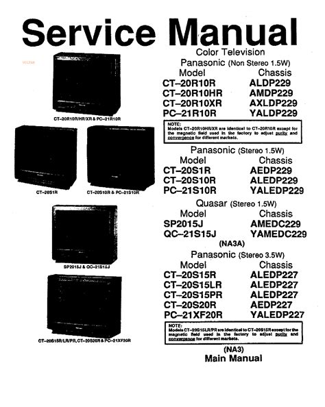 PANASONIC CT-20R10R,PC-21R10R,CT-20S1R,CT-20S10R,PC-21S10R,CT-20S15R,SP ...