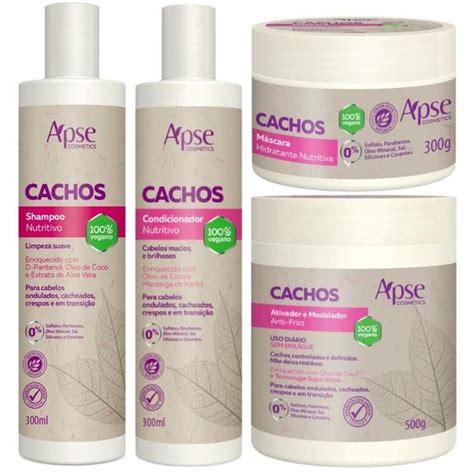 Kit Apse Cachos Shampoo Condicionador Mascara Ativador Cachos