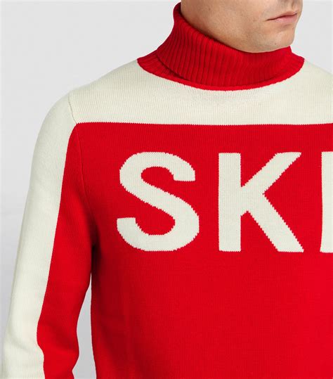 Mens Perfect Moment Red Merino Wool Ski Sweater Harrods Uk