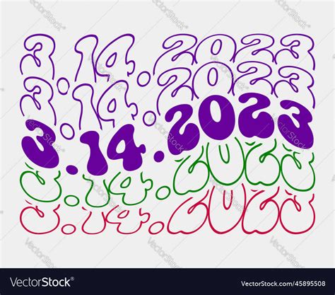 Pi Day Phrase Retro Groovy Wavy Repeat Vector Image