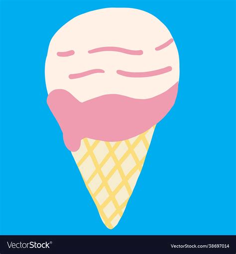 Colorful Freehand Drawing A Cone Icecream Vector Image