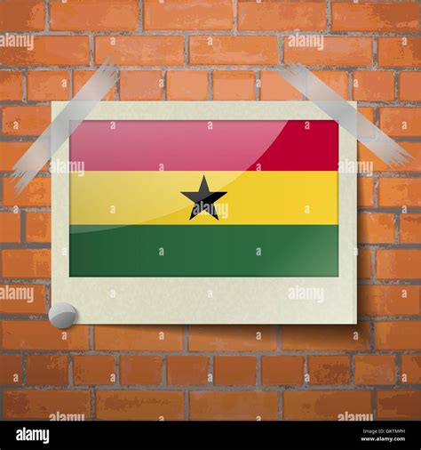 Flags Ghana Scotch Taped To A Red Brick Wall Stock Vector Image Art