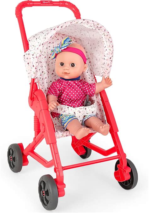 Deao Baby Doll Stroller Set Pushchair Doll Playset With Soft Smooth 13