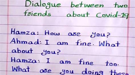 Write A Dialogue Between Two Friends About Covid Conversation