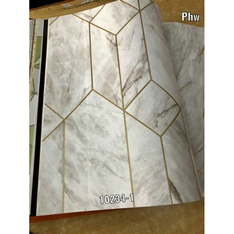 Jual Wallpaper Dinding Korea Motif Visual Kotak Marble D Embos Square