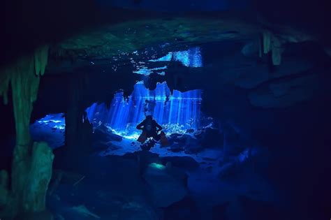 Premium Photo Diving In The Cenotes Mexico Dangerous Caves Diving