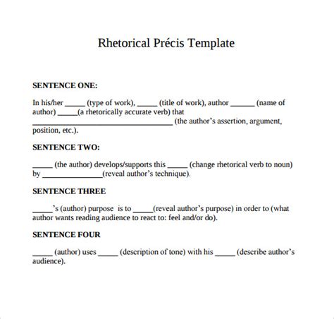 Rhetorical Precis Template 10 Download Documents In Pdf Sample Templates