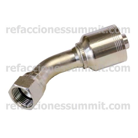 Conector Codo 45º Rosca Jic Flare 37 Hembra 1 1 2 Manguera 1 1 2 R12