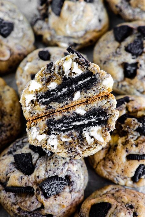 Thick Oreo Stuffed White Chocolate Chip Cookies One Happy Bite