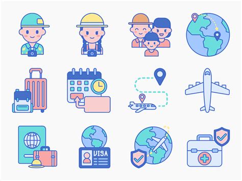 50 Vacation Planning Trip Abroad Icon Set Flat Icons