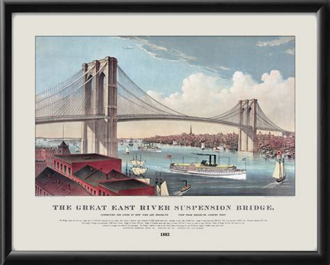 Brooklyn Bridge 1883 - Vintage City Maps