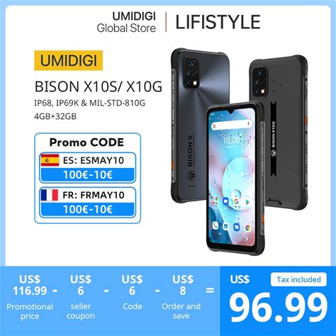 UMIDIGI BISON X10S X10G Smartphone IP68 IP69K impermeável telefone