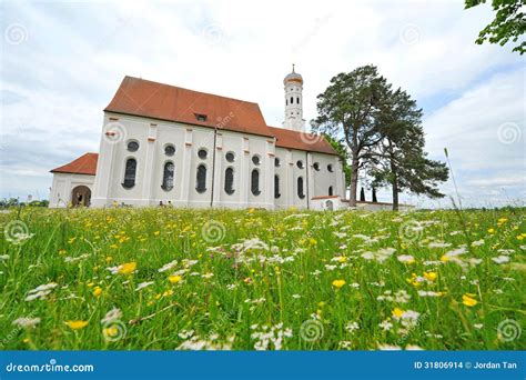 St Colomon Church of Bavaria Surrounded by Spring Flowers Stock Photo - Image of summer, nature ...