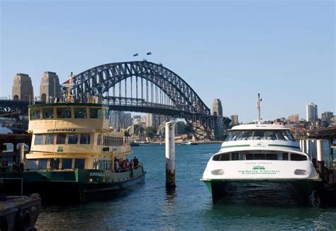 Circular Quay and Sydney Harbour Bridge. Circular Quay with number of ...