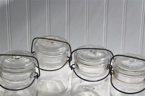 Antique Vintage Ball Ideal Jars Glass Pint Size Canning Jars W Bail Lids