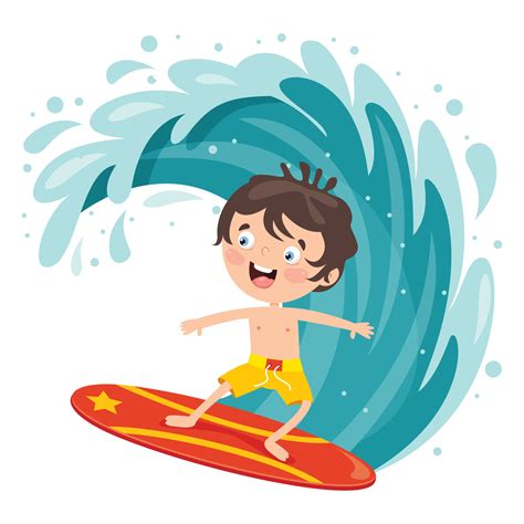 Happy Cartoon Character Surfing At Sea 2388510 Vector Art at Vecteezy