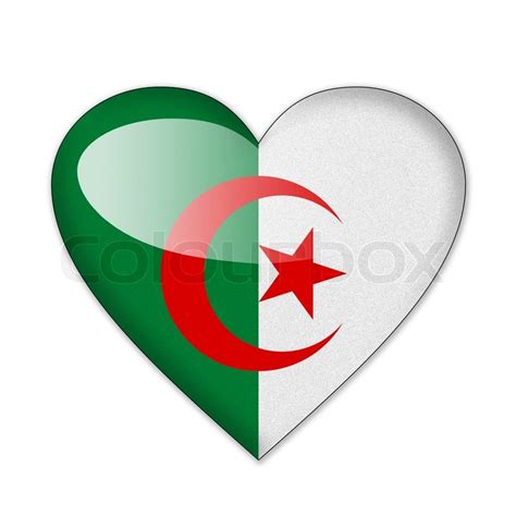 Algeria Flag In Heart Shape Isolated On Stock Image Colourbox