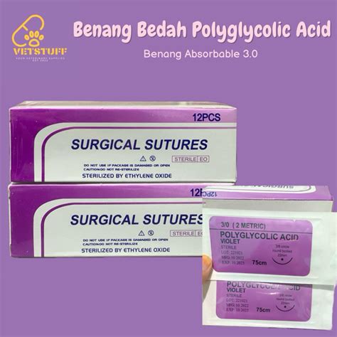 Jual Benang Bedah Operasi Surgical Suture Polyglycolic Acid Round