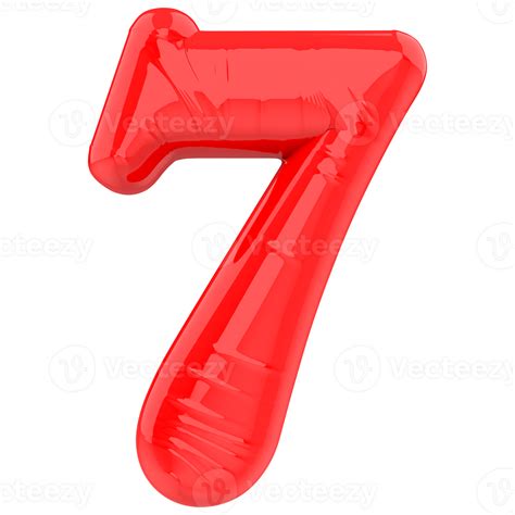 Number 7 Red 3d Render 46301587 Png